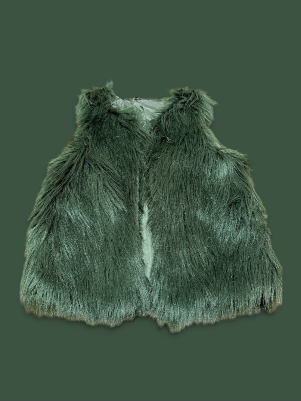 Forever 21 Women's Faux Fur Vest - Forest Green